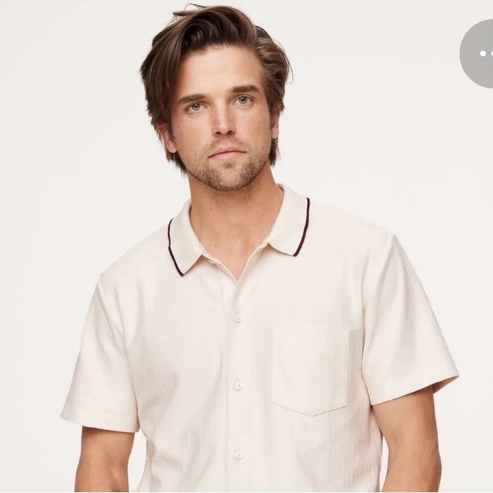 NWT Banana Republic Herringbone Resort Cream White Resort Shirt Sz XL (#771267)